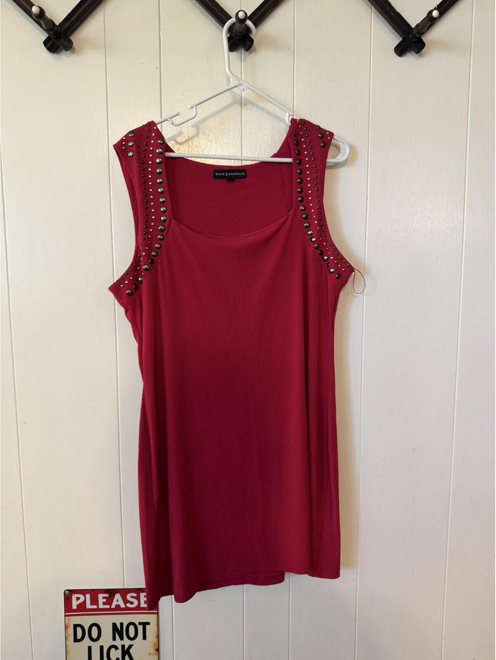 Rock & Republic Women’s Burgundy Studded Sleeveless Dress XL